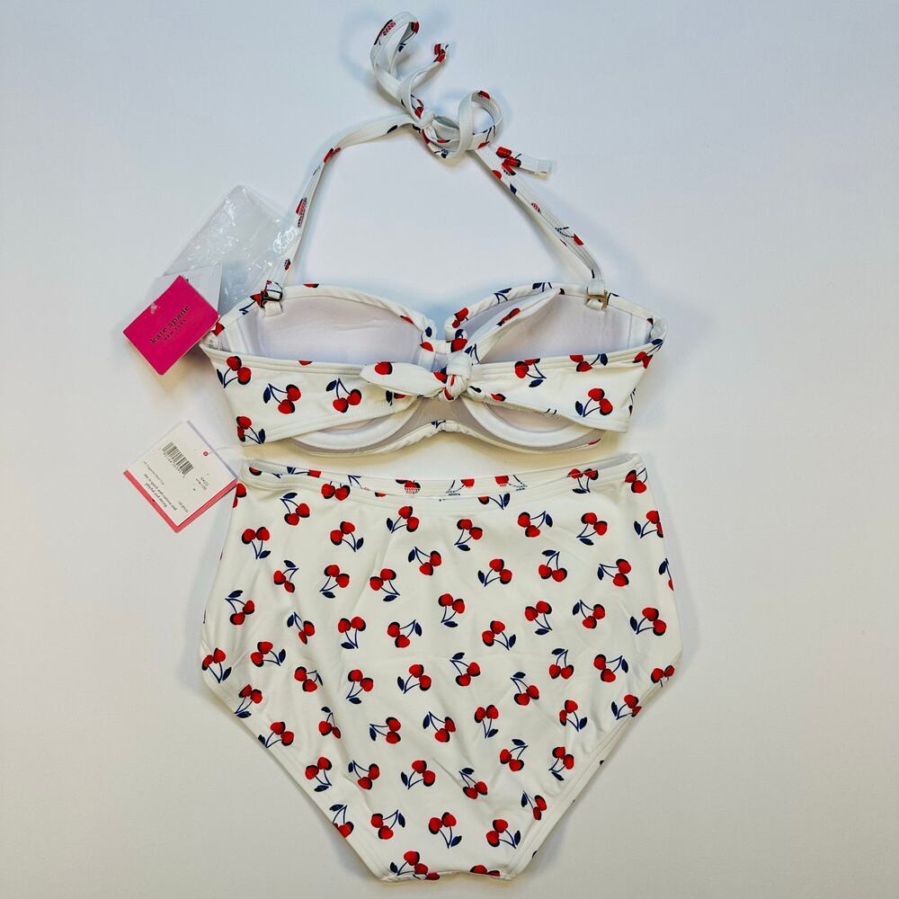 Kate Spade New York Cherry Toss Bandeau Bikini Top and High Waist Bottom - Picture 7 of 10